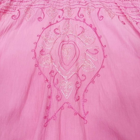Embroidery Pink Summer Tunic Women's Shirt Tunic Top Dress Kurta 100% Cotton L - Picture 6 of 16